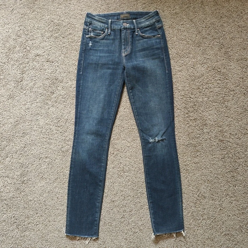 Mother Looker Ankle Fray Jeans Partner In Crime Distressed Skinny Size 25